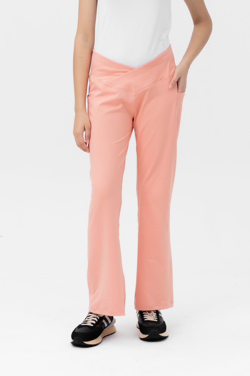 Mom Leggings - Criss Cross Belt - Pink Quarts