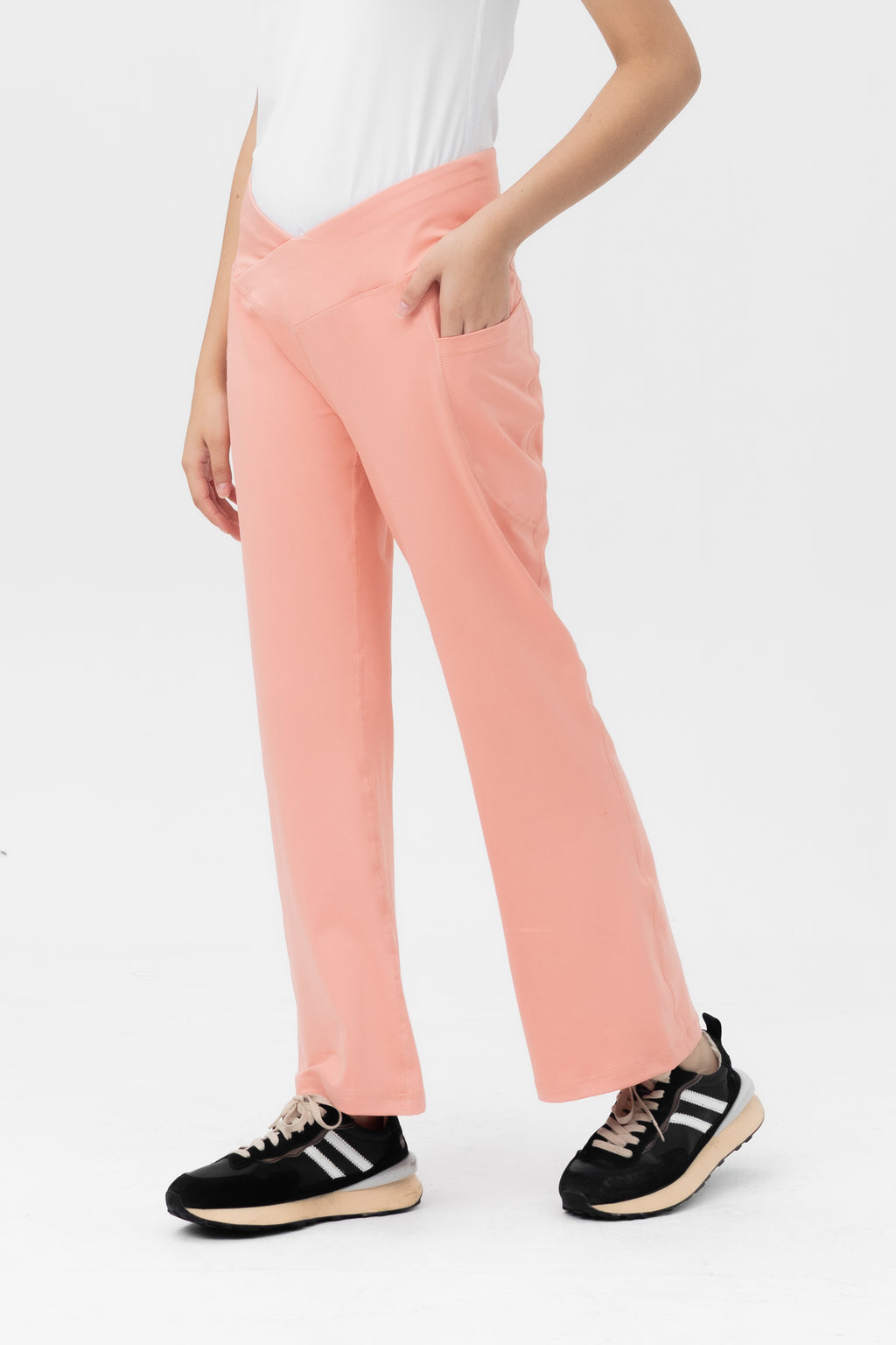 Mom Leggings - Criss Cross Belt - Pink Quarts