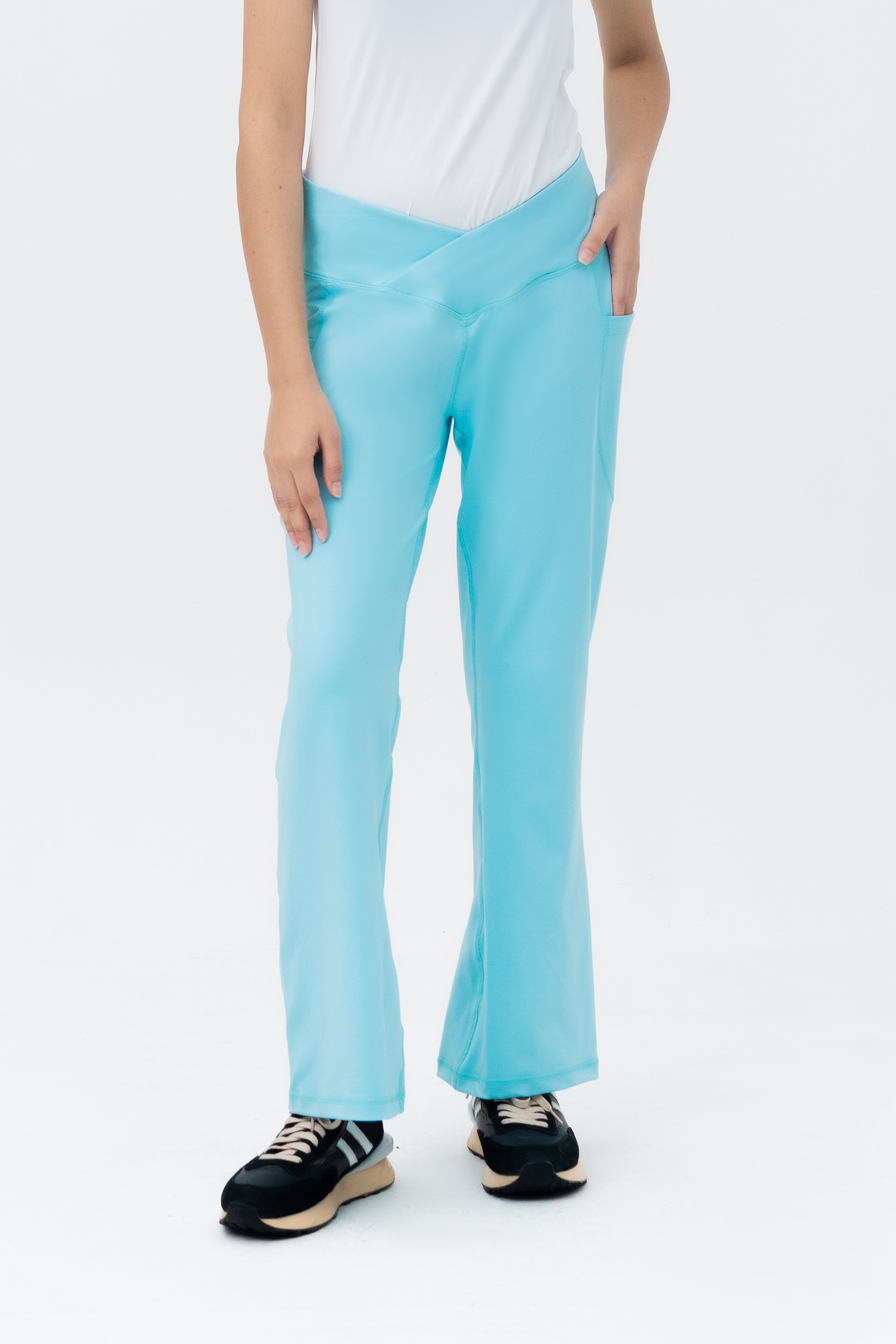 Mom Leggings - Criss Cross Belt - Turquoise