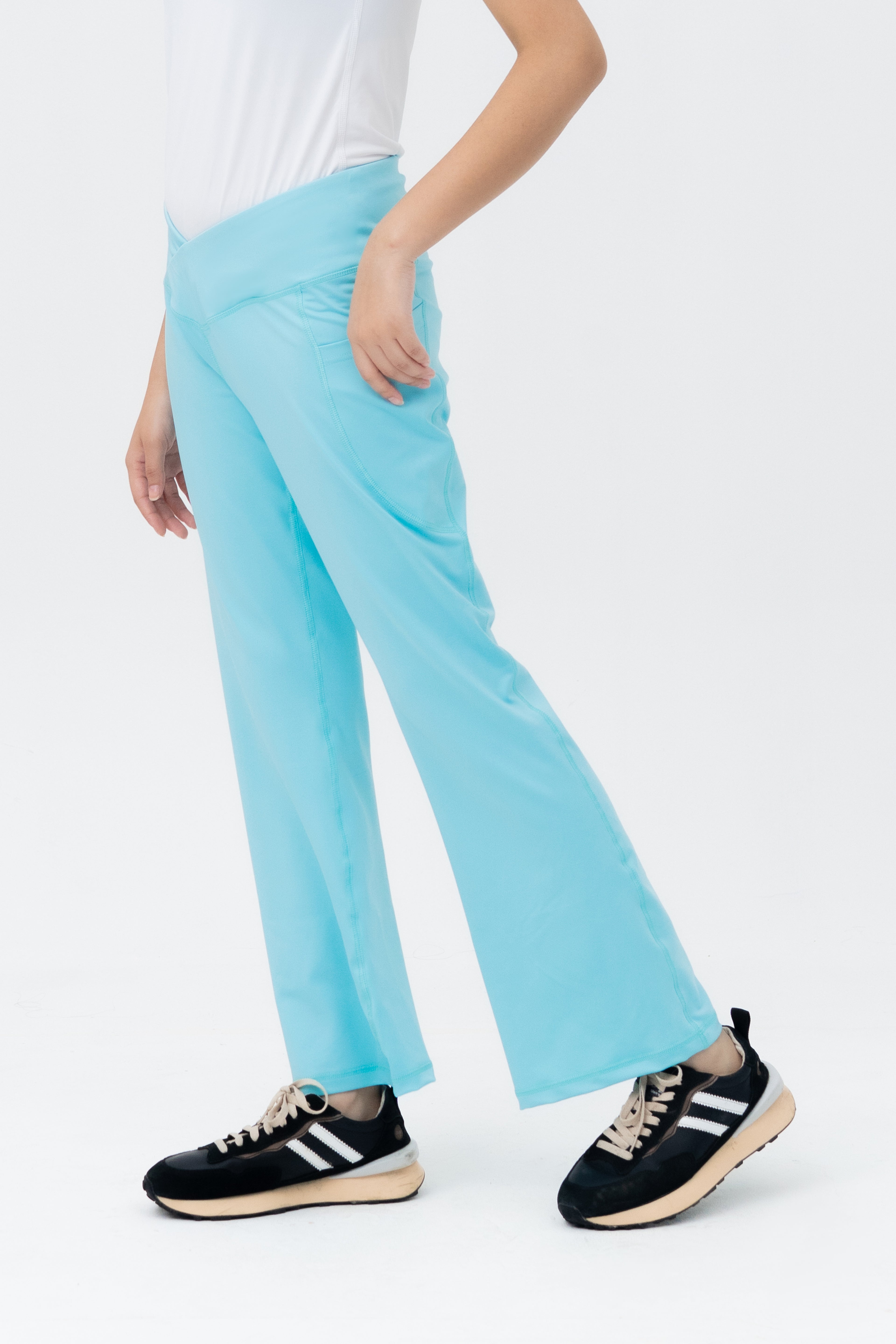 Mom Leggings - Criss Cross Belt - Turquoise