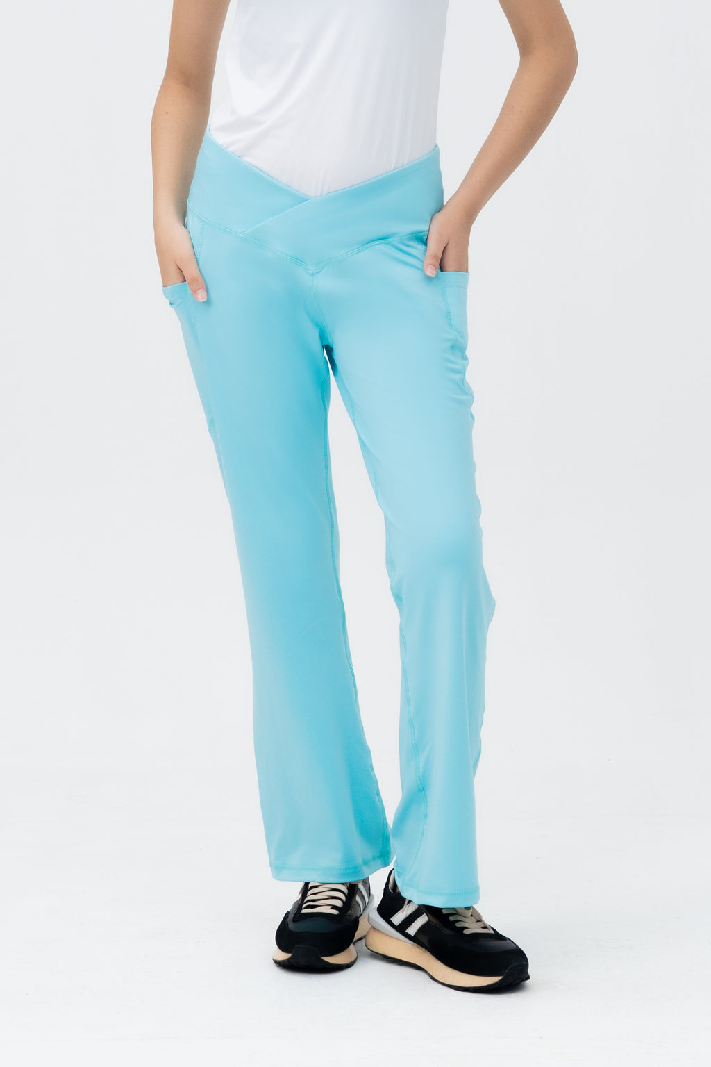 Mom Leggings - Criss Cross Belt - Turquoise
