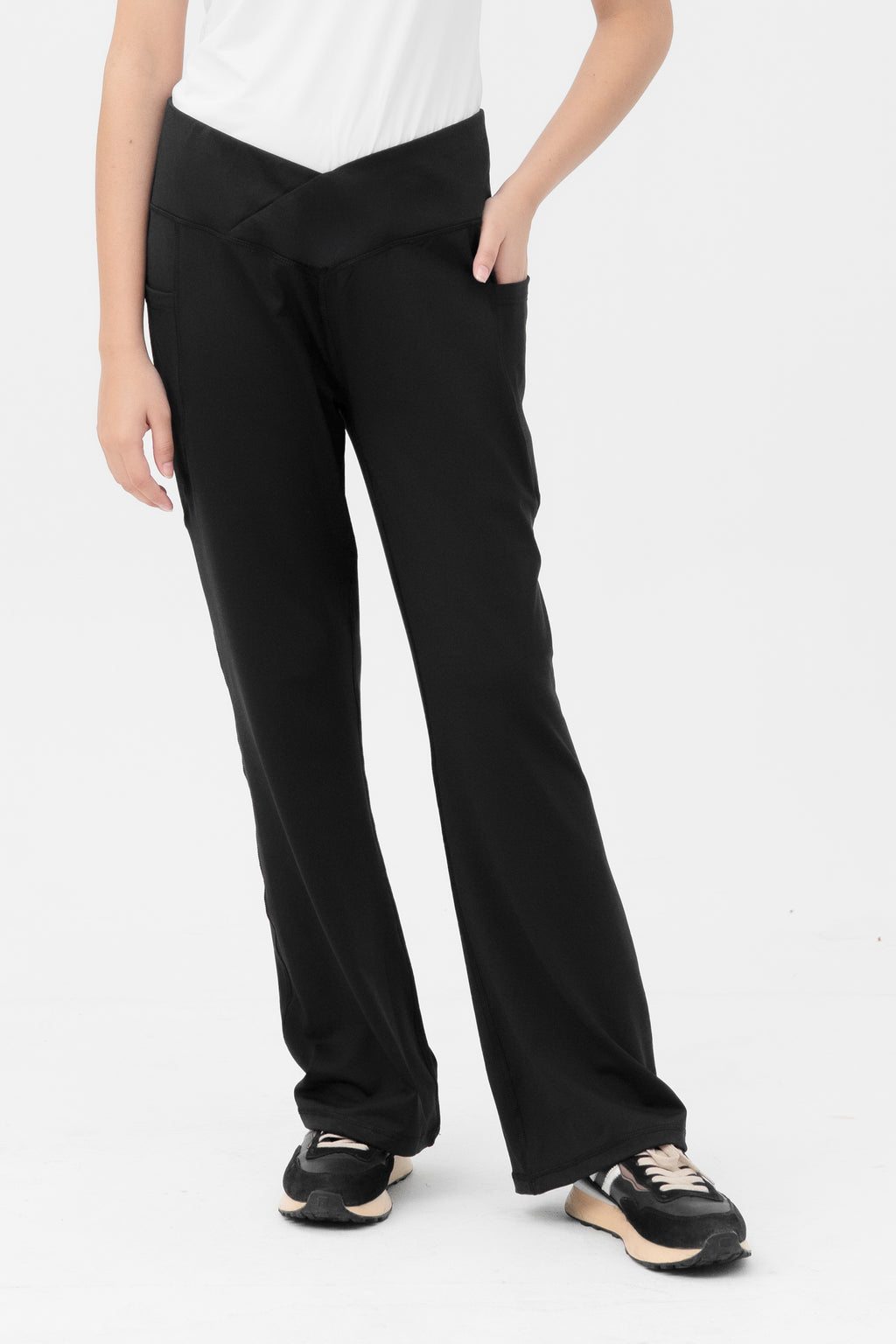 Mom Leggings - Criss Cross Belt - Black