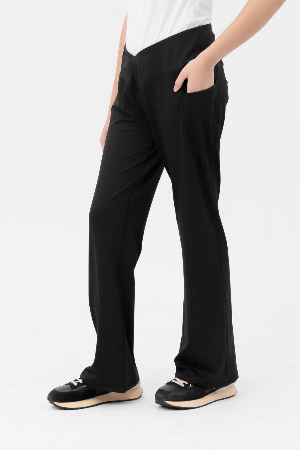 Mom Leggings - Criss Cross Belt - Black