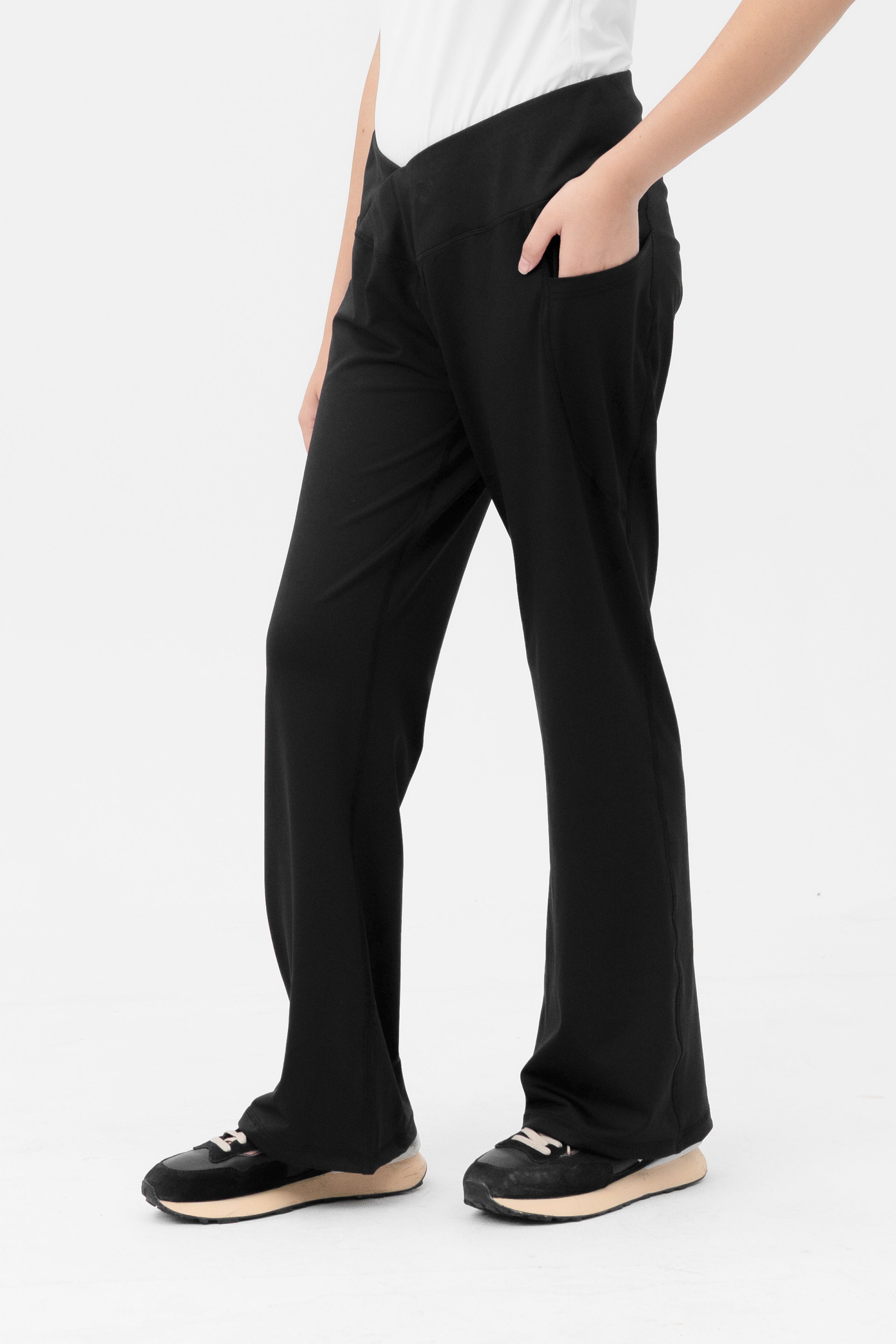 Mom Leggings - Criss Cross Belt - Black