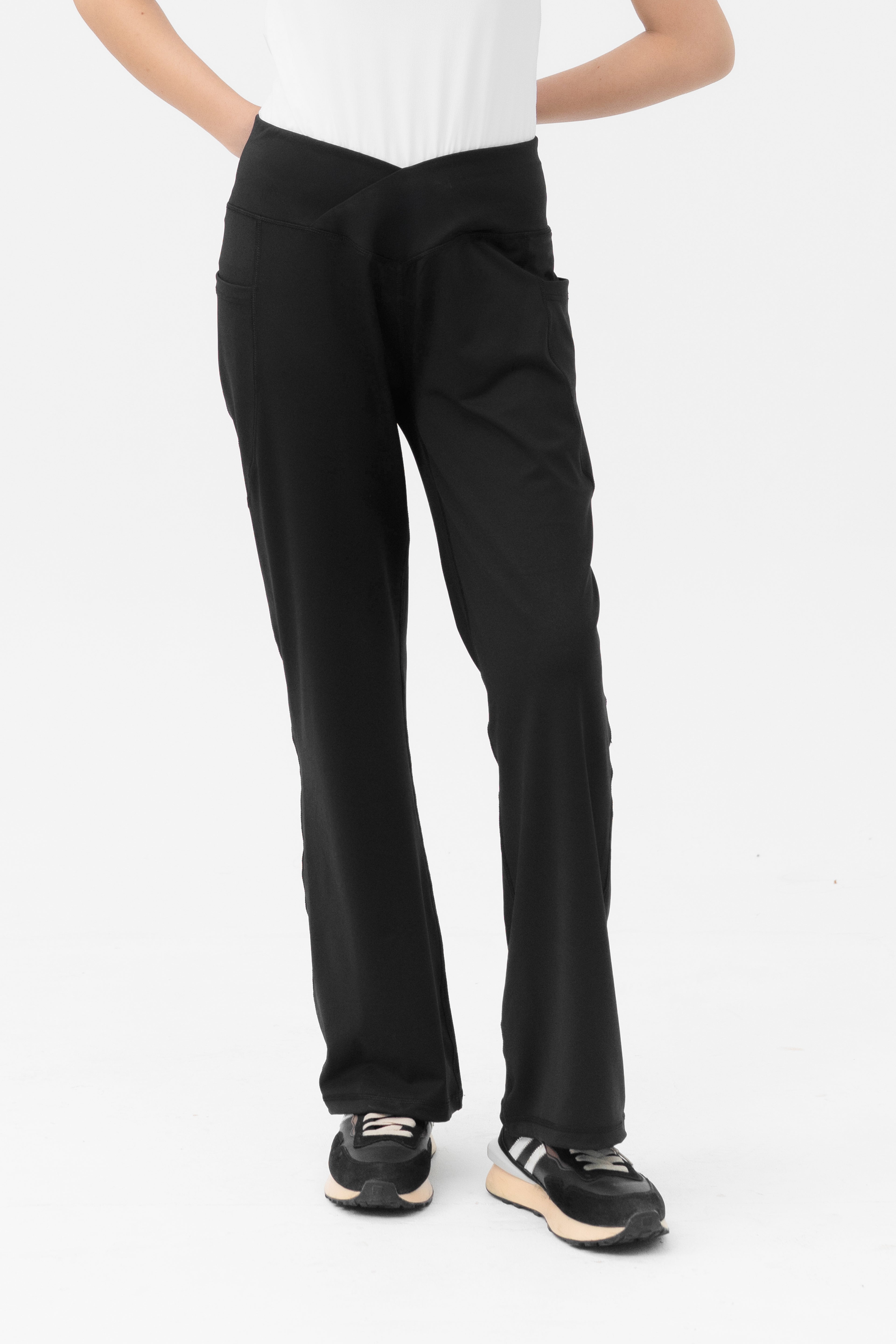 Mom Leggings - Criss Cross Belt - Black