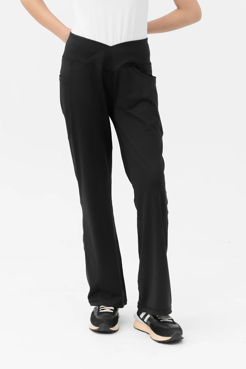 Mom Leggings - Criss Cross Belt - Black