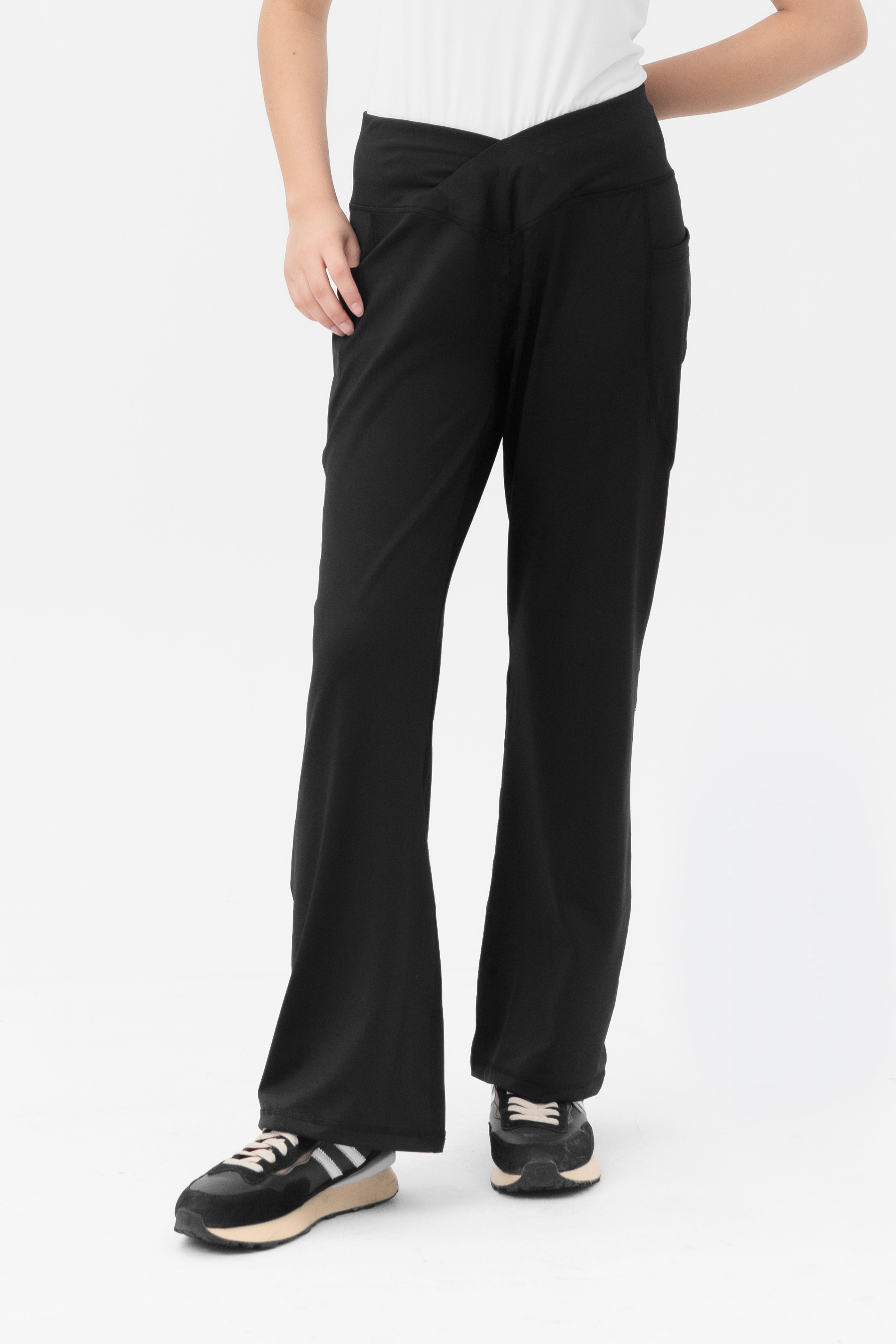 Mom Leggings - Criss Cross Belt - Black