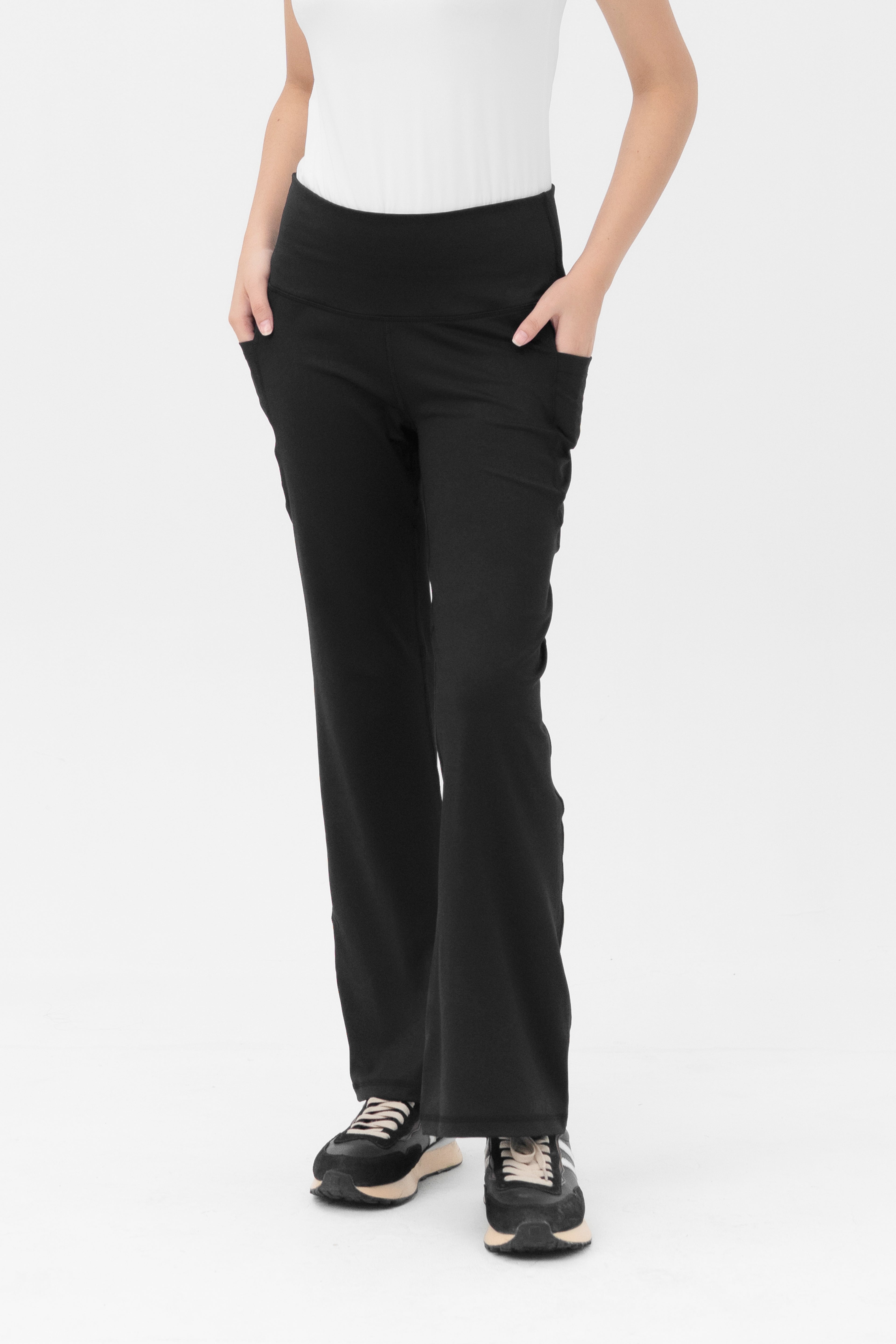 Mom Leggings - Straight Belt - Black