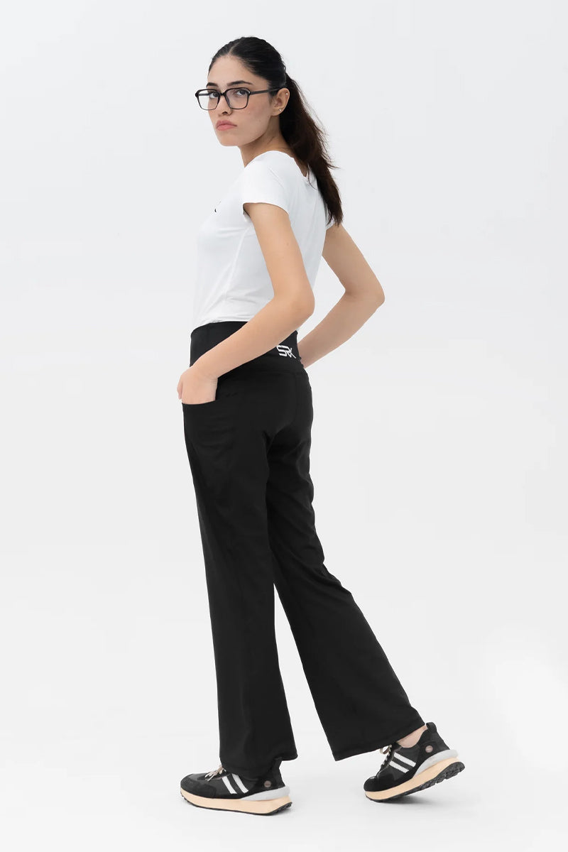 Mom Leggings - Straight Belt - Black