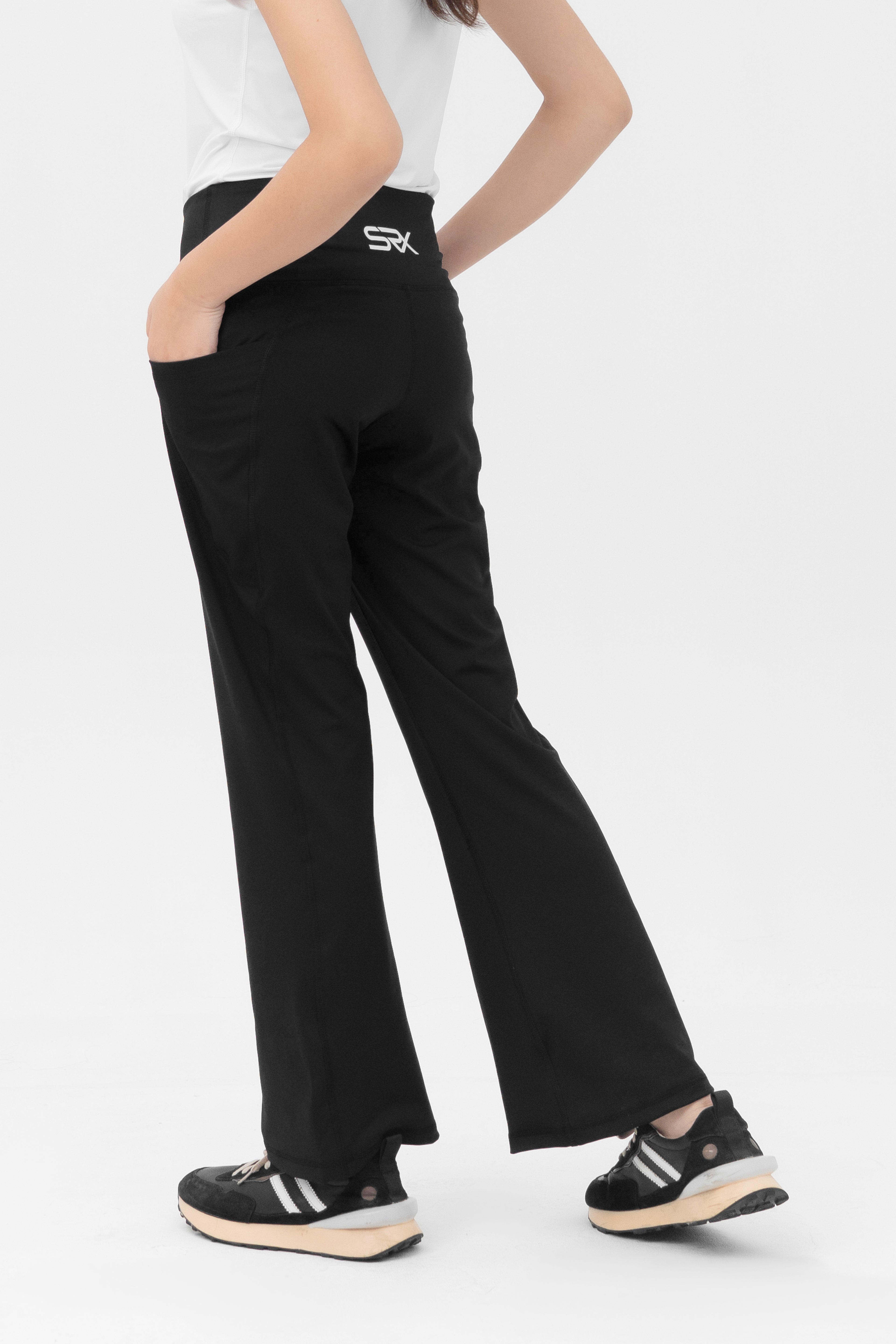 Mom Leggings - Straight Belt - Black