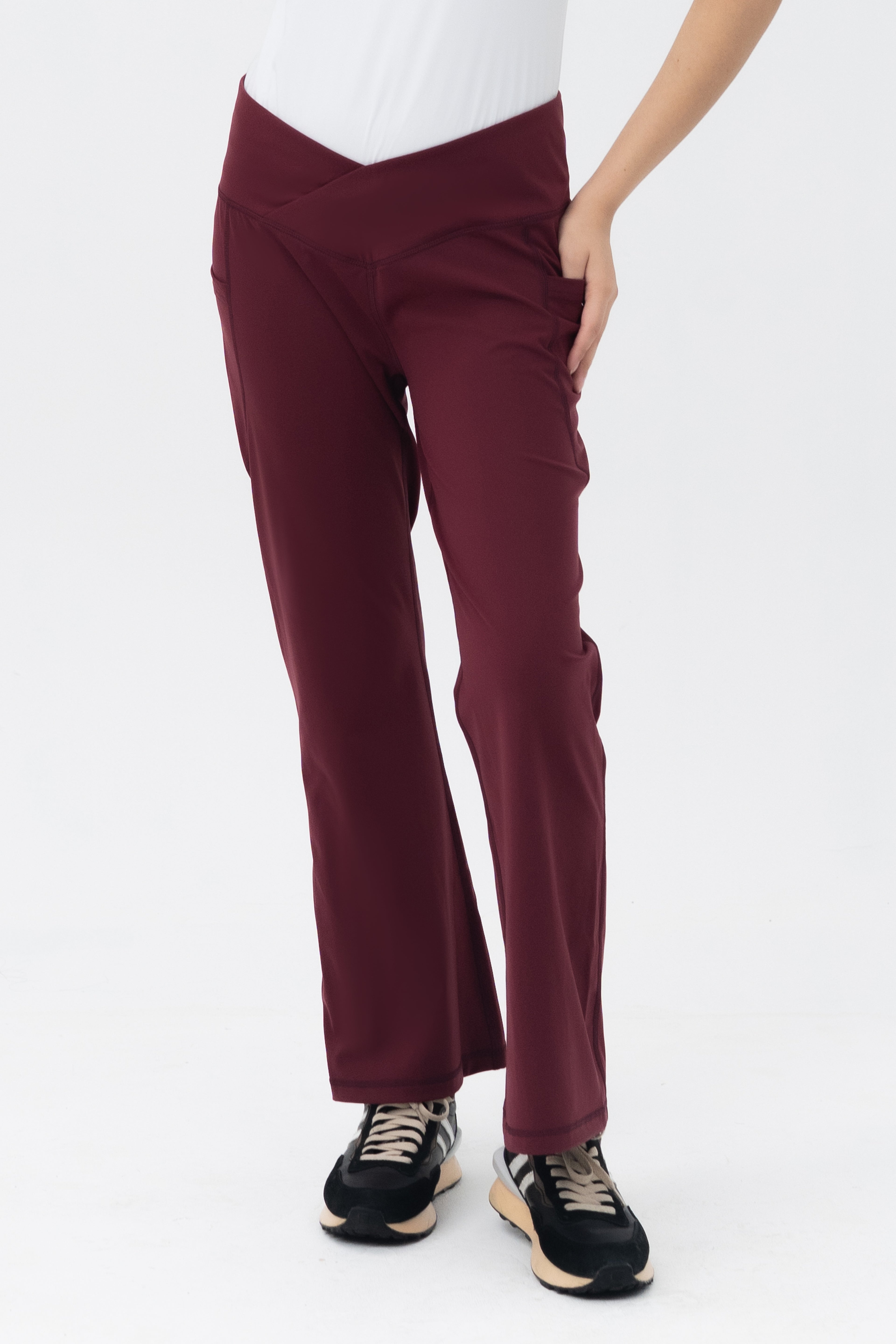 Mom Leggings - Criss Cross Belt - Zinfand