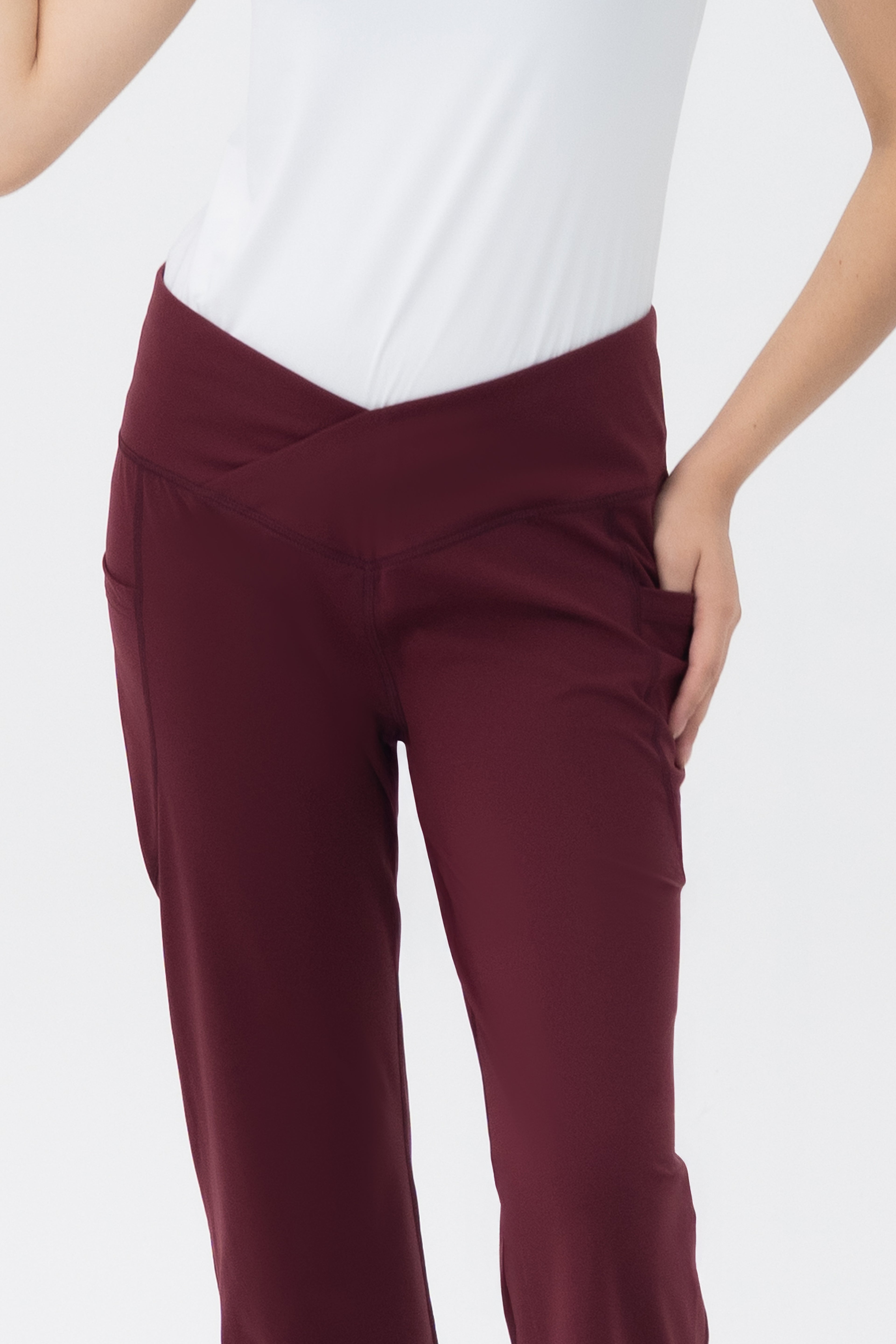 Mom Leggings - Criss Cross Belt - Zinfand