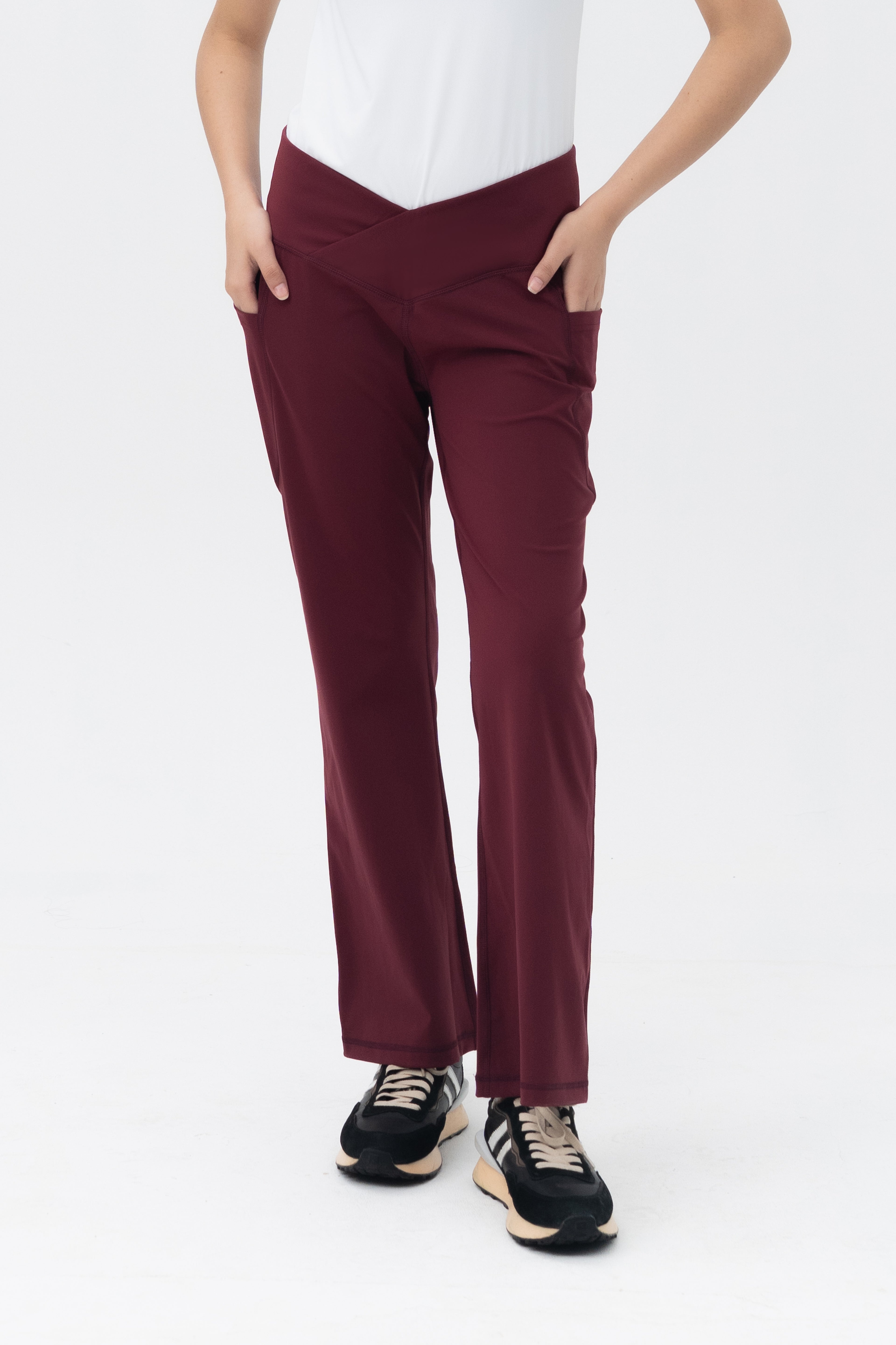 Mom Leggings - Criss Cross Belt - Zinfand